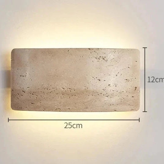 Dimension drawing for Modern Travertine IP65 Waterproof Outdoor Wall Light D882 showing approximately 25 cm width and 12 cm height