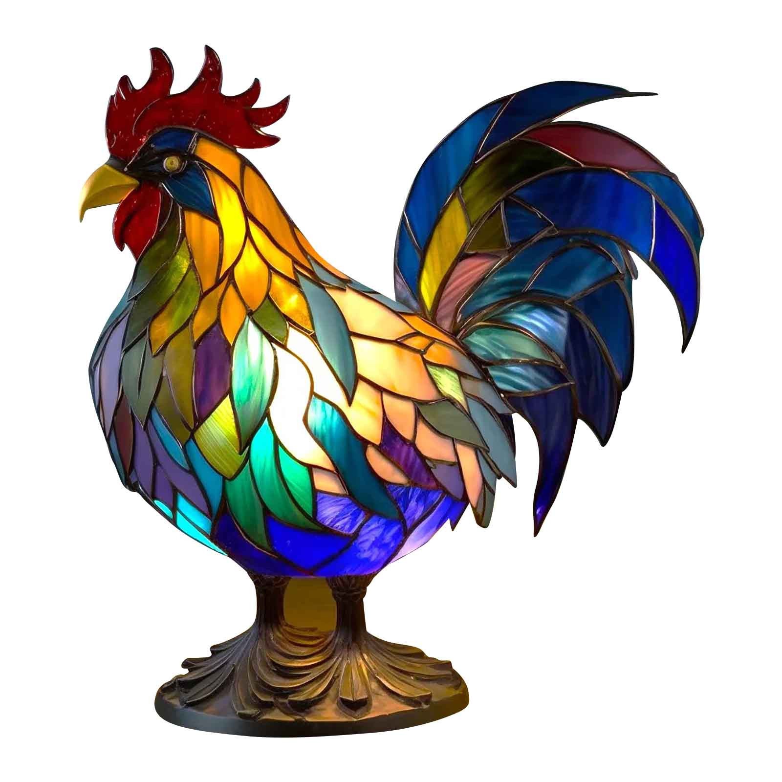 Lampe en résine Coq Magique vue isolée