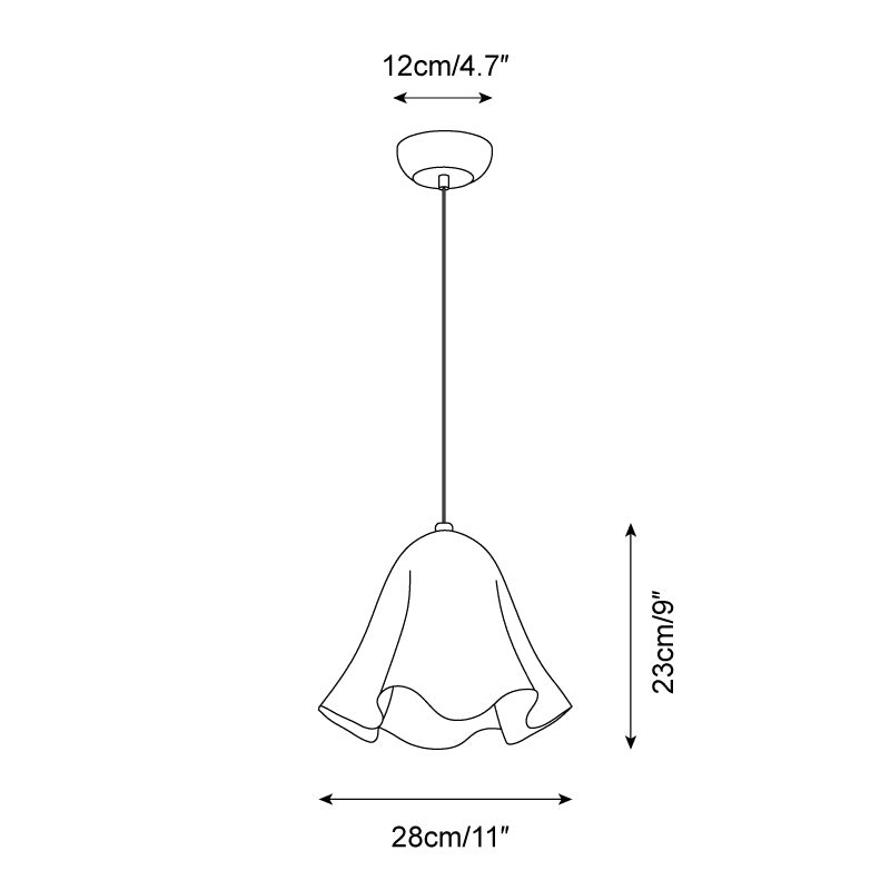 French Skirt Pendant Lamp dimensions diagram
