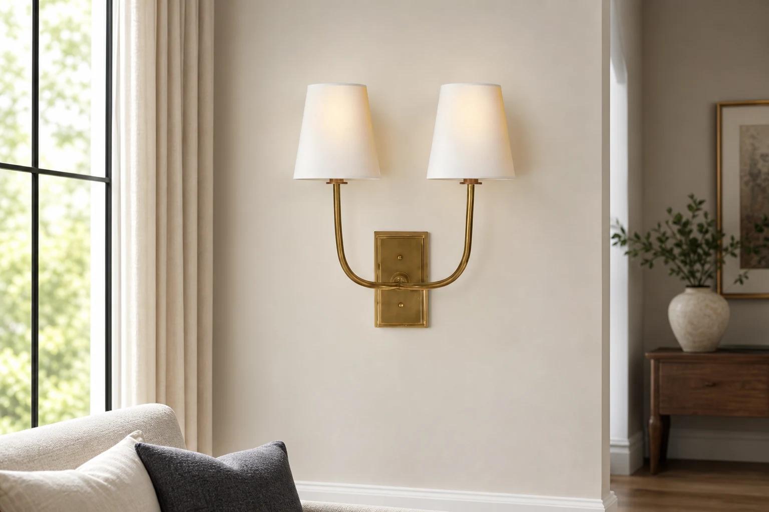 VistaGlow double sconce in a styled room setting