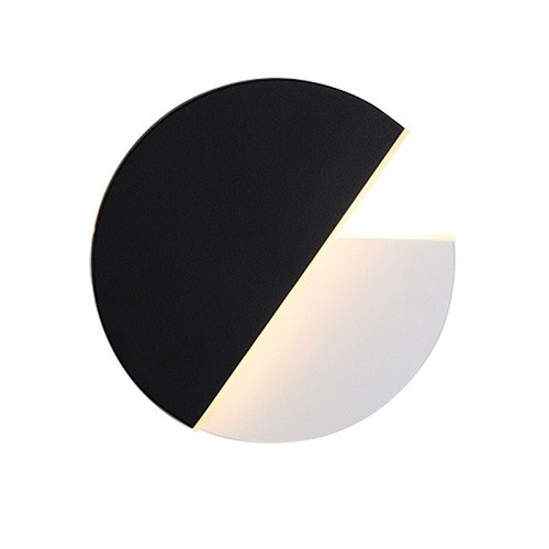Vorderansicht der drehbaren Wandleuchte Creative Eclipse in Schwarz-Weiß