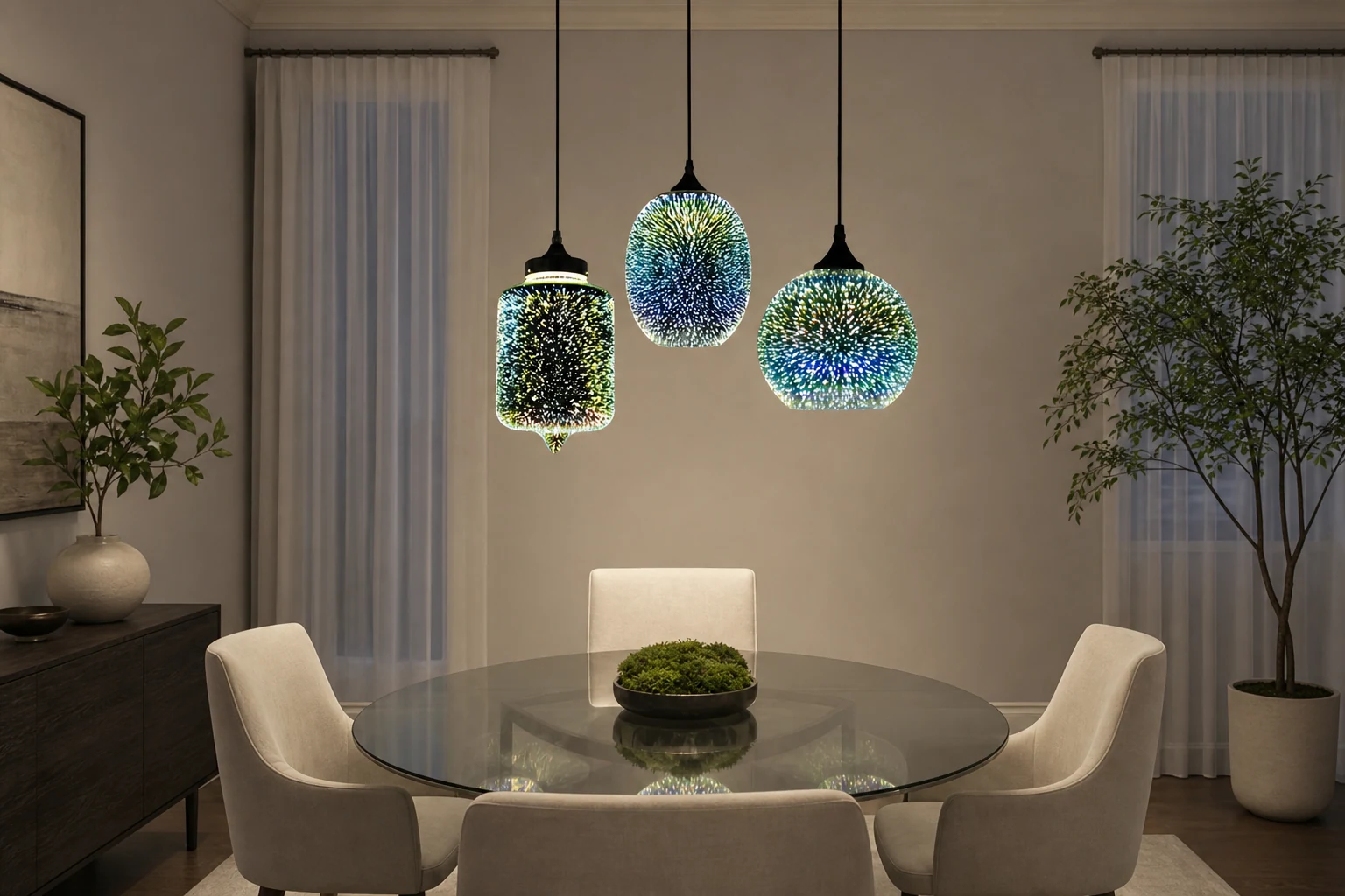 Modern 3D Colorful Nordic Pendant Lamp in a lifestyle room scene