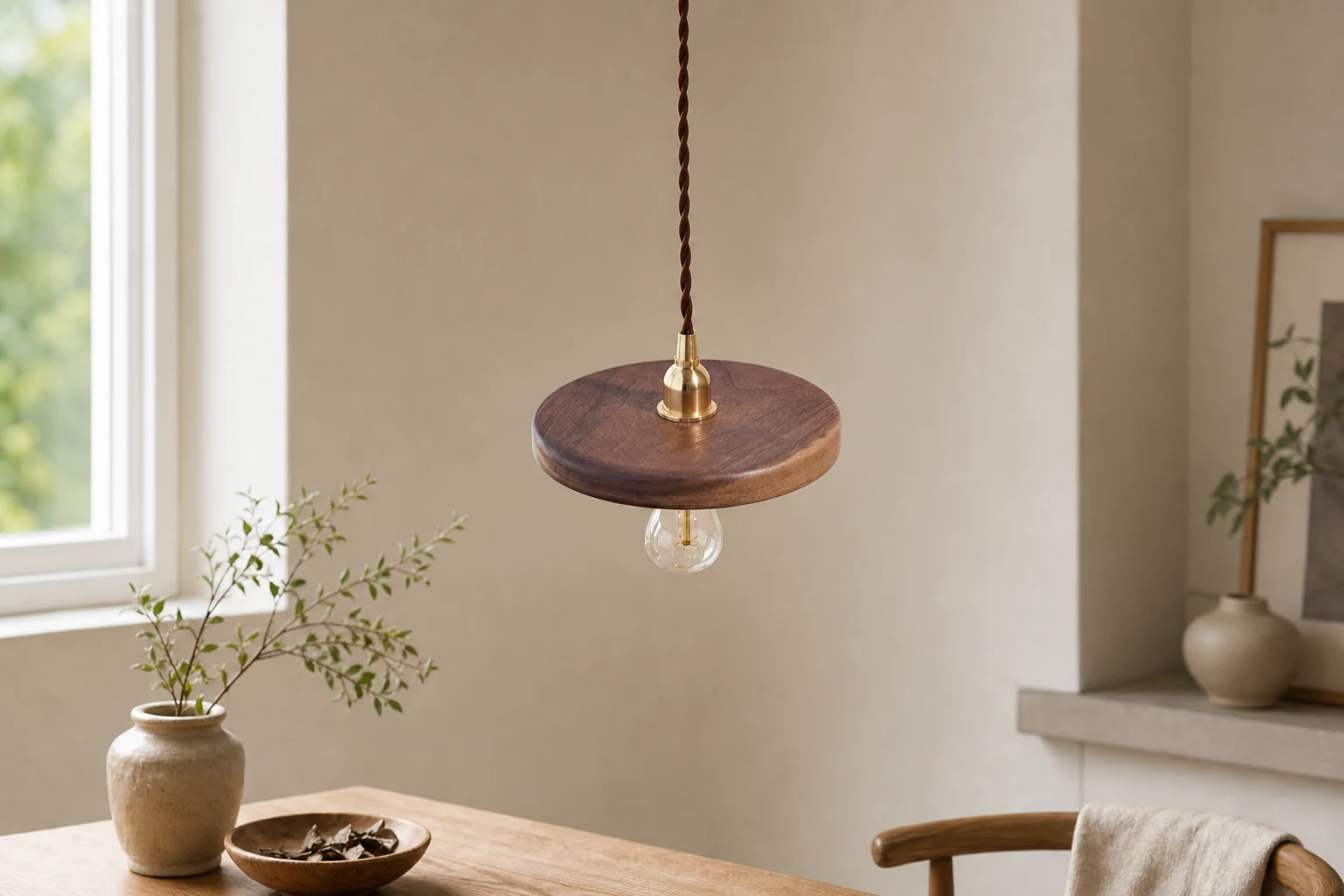 Wooden Pendant Light in a lifestyle room setting