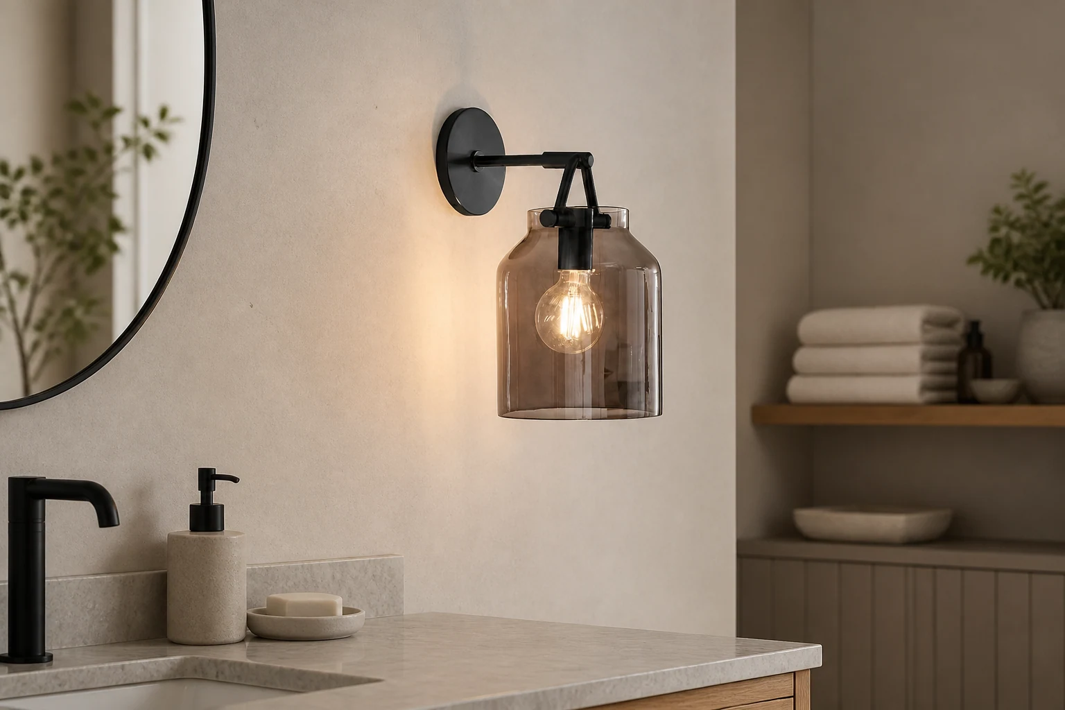 Aplique Hanton en un entorno de iluminación de pared de estilo de vida.