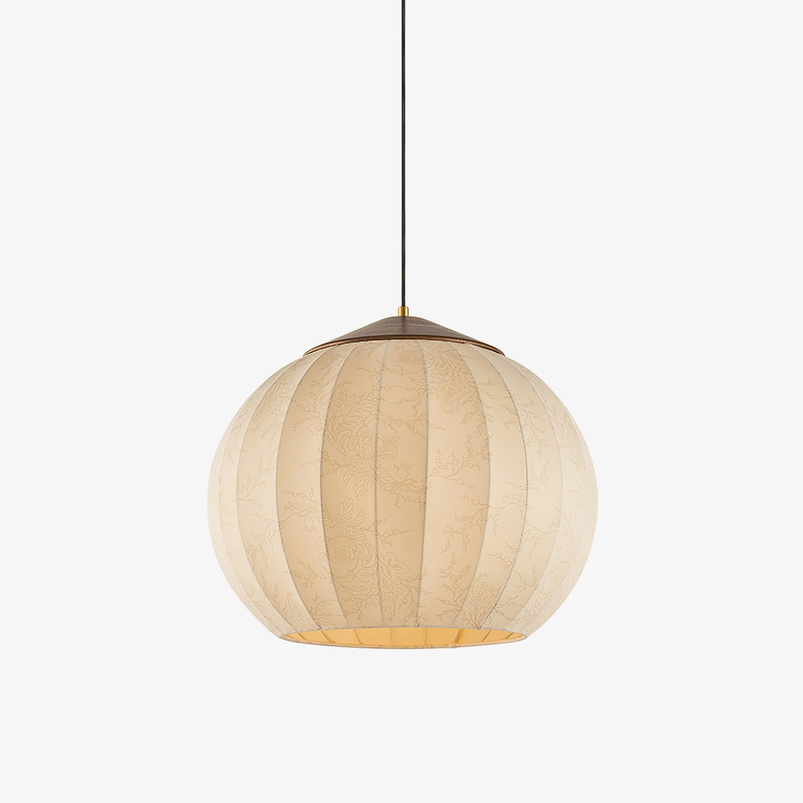 Isolated view of Japanese Style Fabric Lantern Pendant Lamp M62 showing cord, canopy, and shade