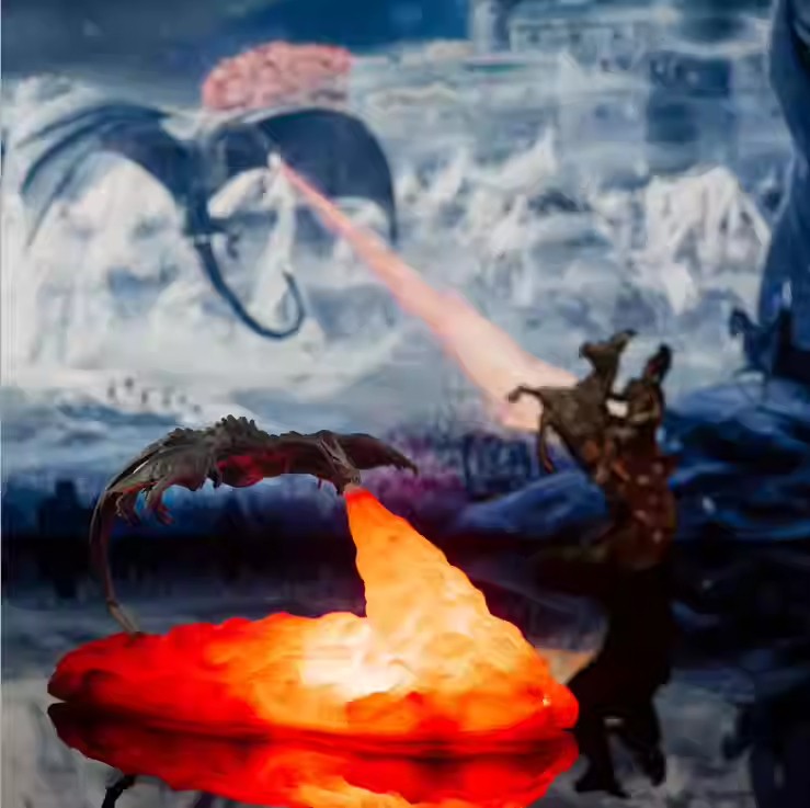 Smocza lampa ogniowa w dramatycznej scenie inspirowanej bitwą