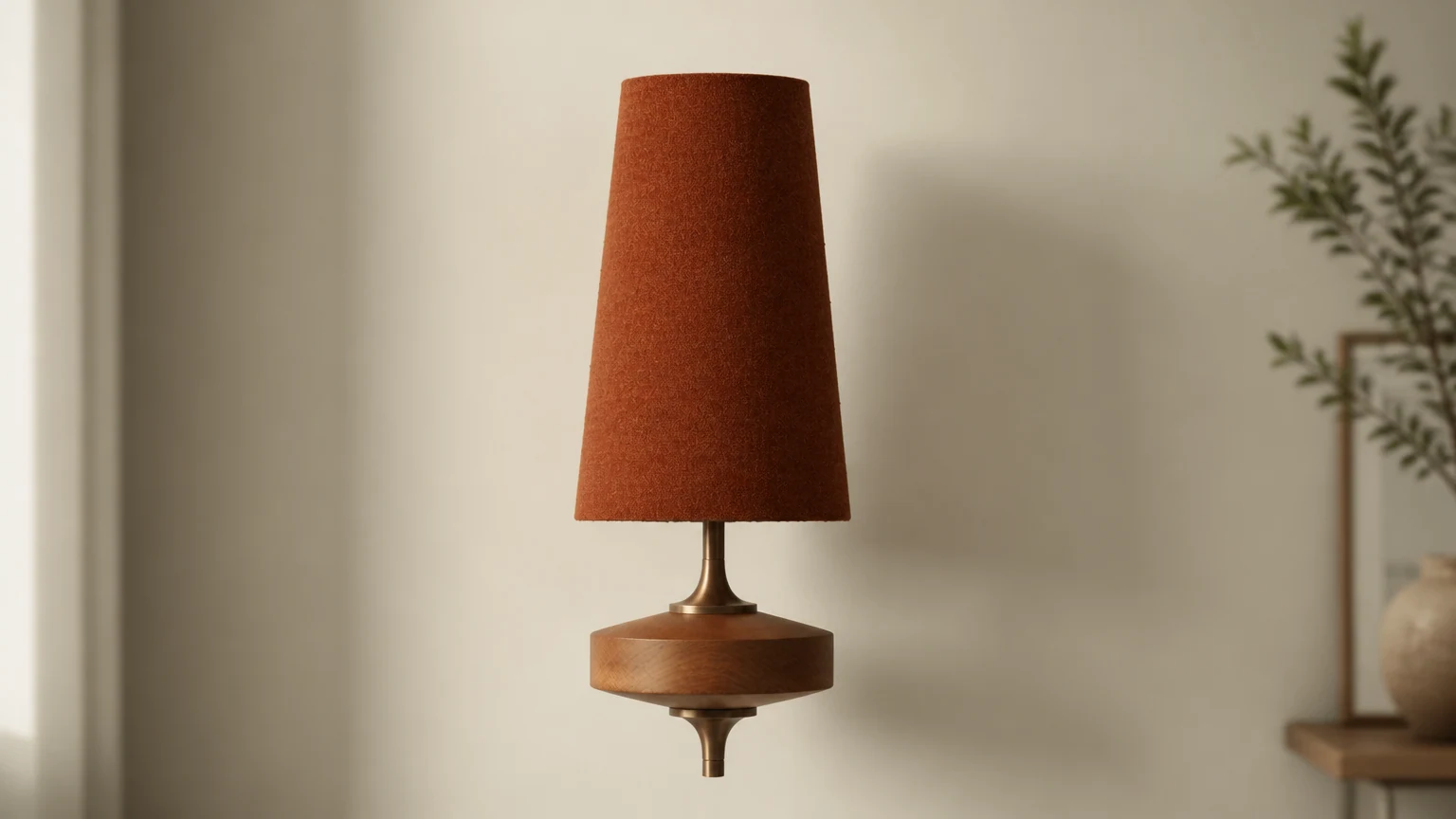Chrona Rho Fabric Sculpt Wall Lamp in a warm wall-mounted interior scene