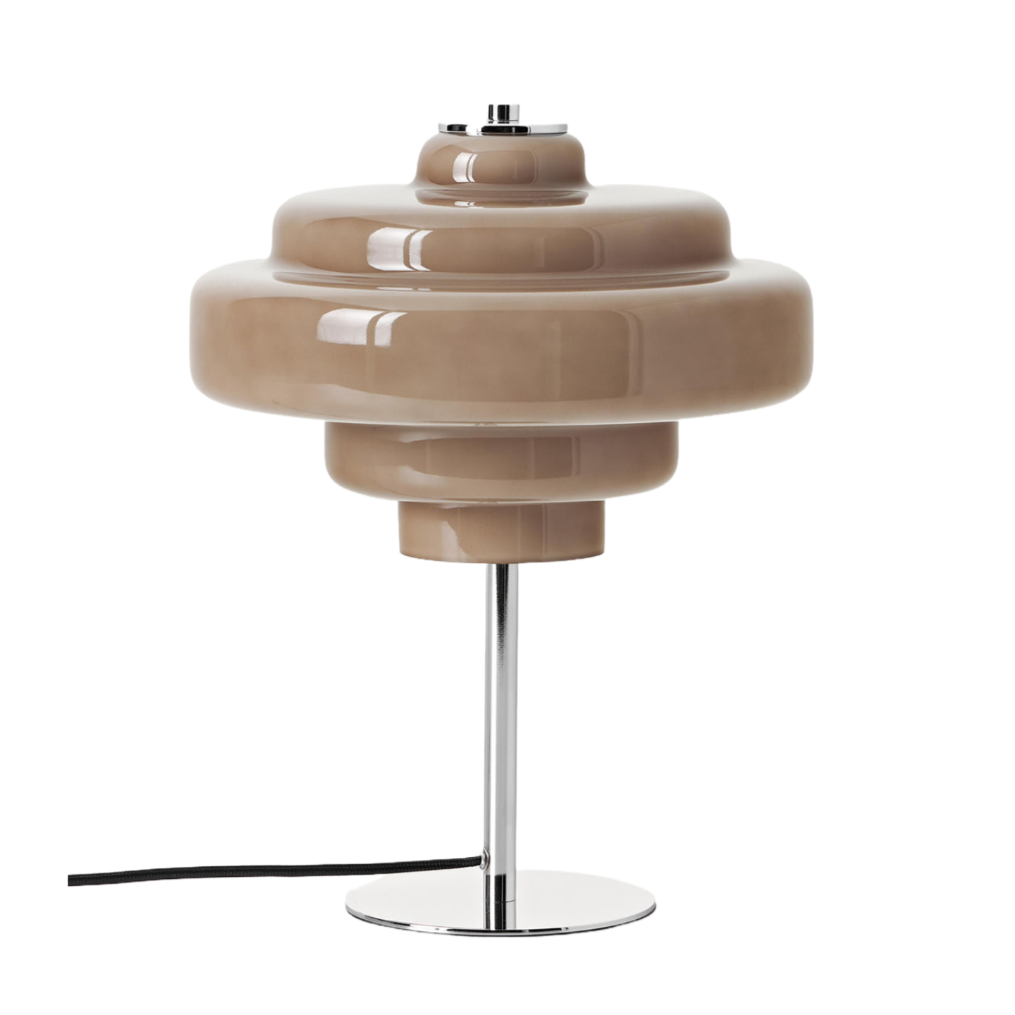 Taupe Koloro glass table lamp with chrome base
