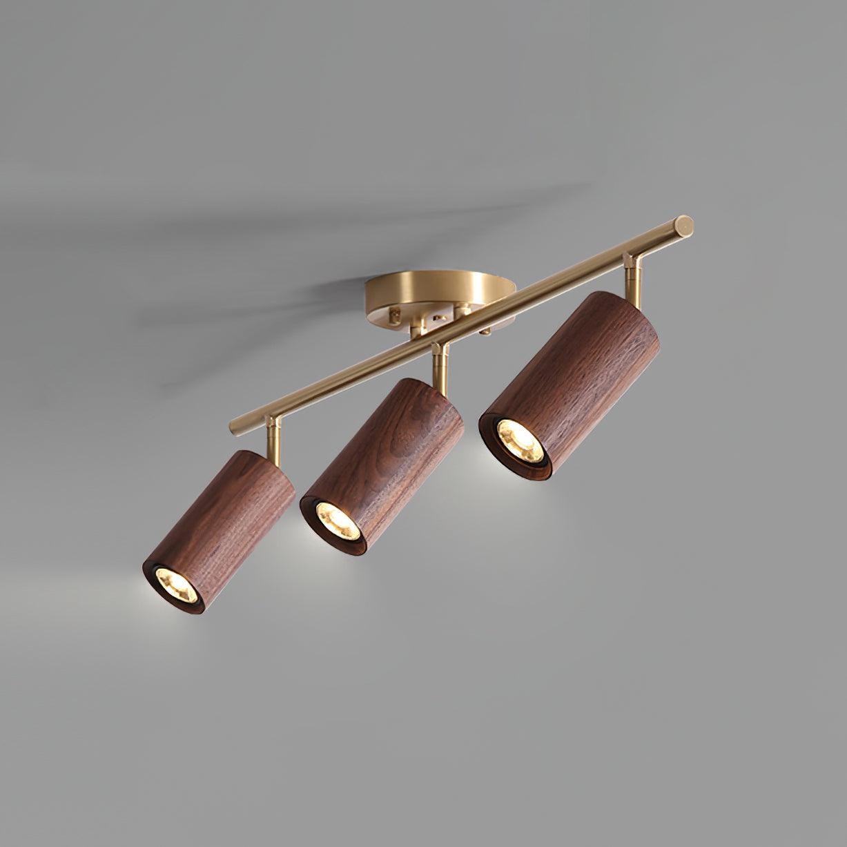 Three-head modern wooden track lighting product view