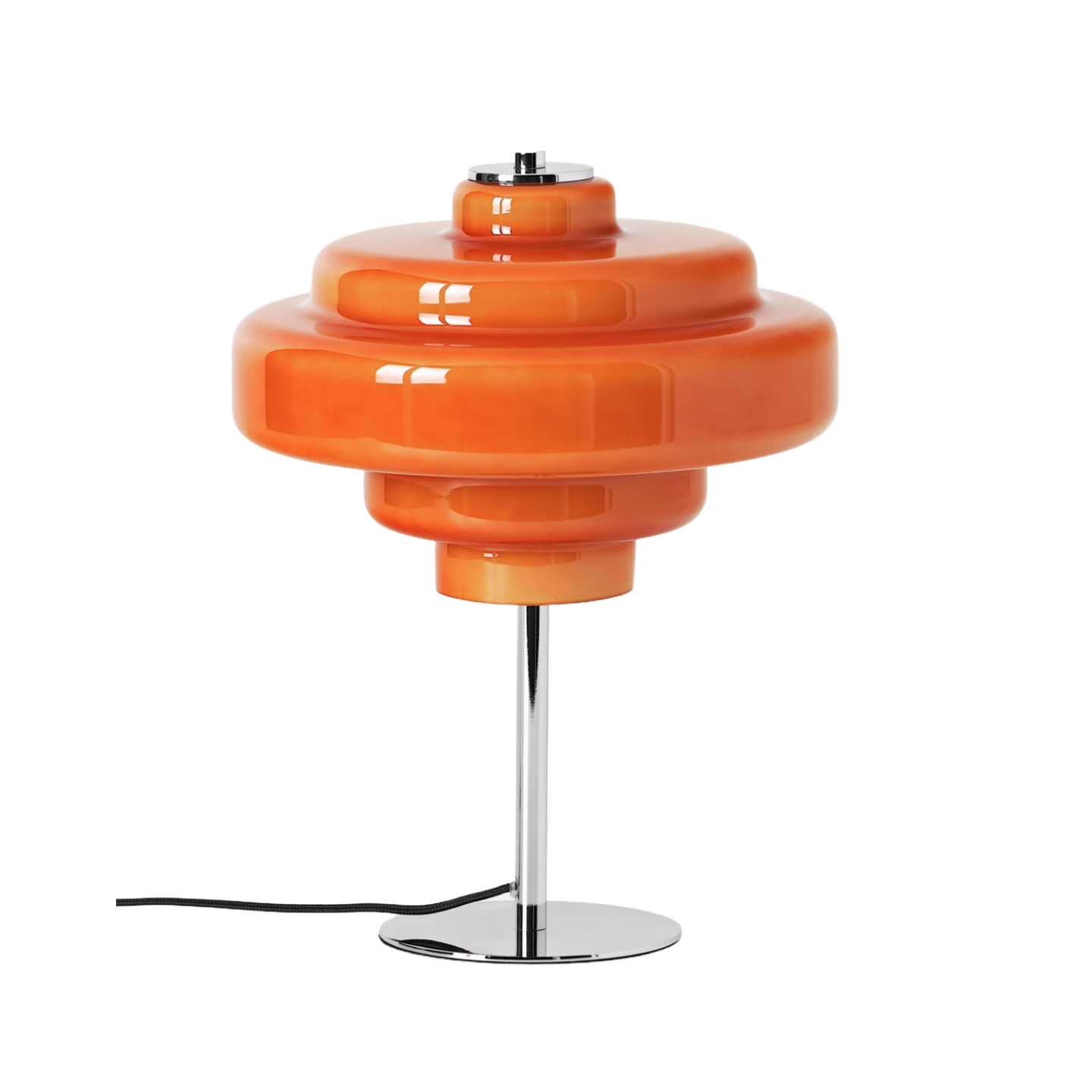 Orange Koloro glass table lamp with chrome base