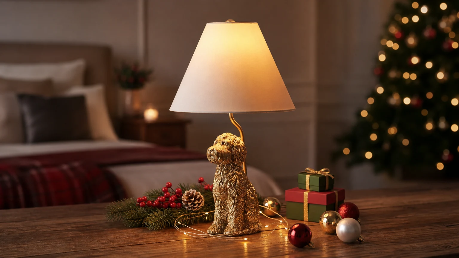 Pawdia animal table lamp styled in a cozy room