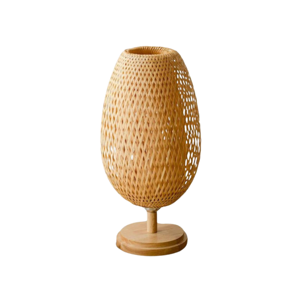 D18cm x H48cm wood base bamboo table lamp option