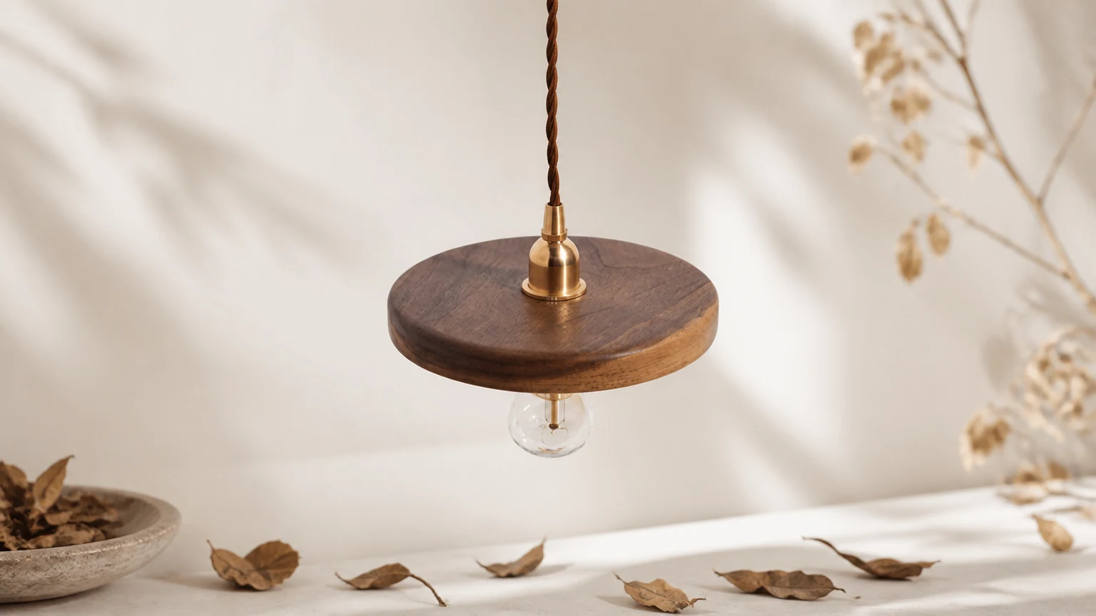 Wooden Pendant Light in a warm interior scene