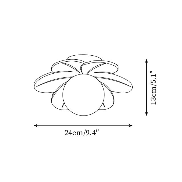 Blumen-Deckenleuchte P015, Abmessungen: 24 cm Durchmesser und 13 cm Höhe