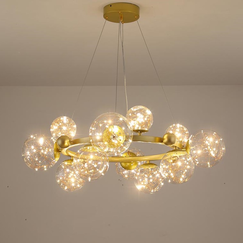 Starry Ball Chandelier clear product view with twelve heads