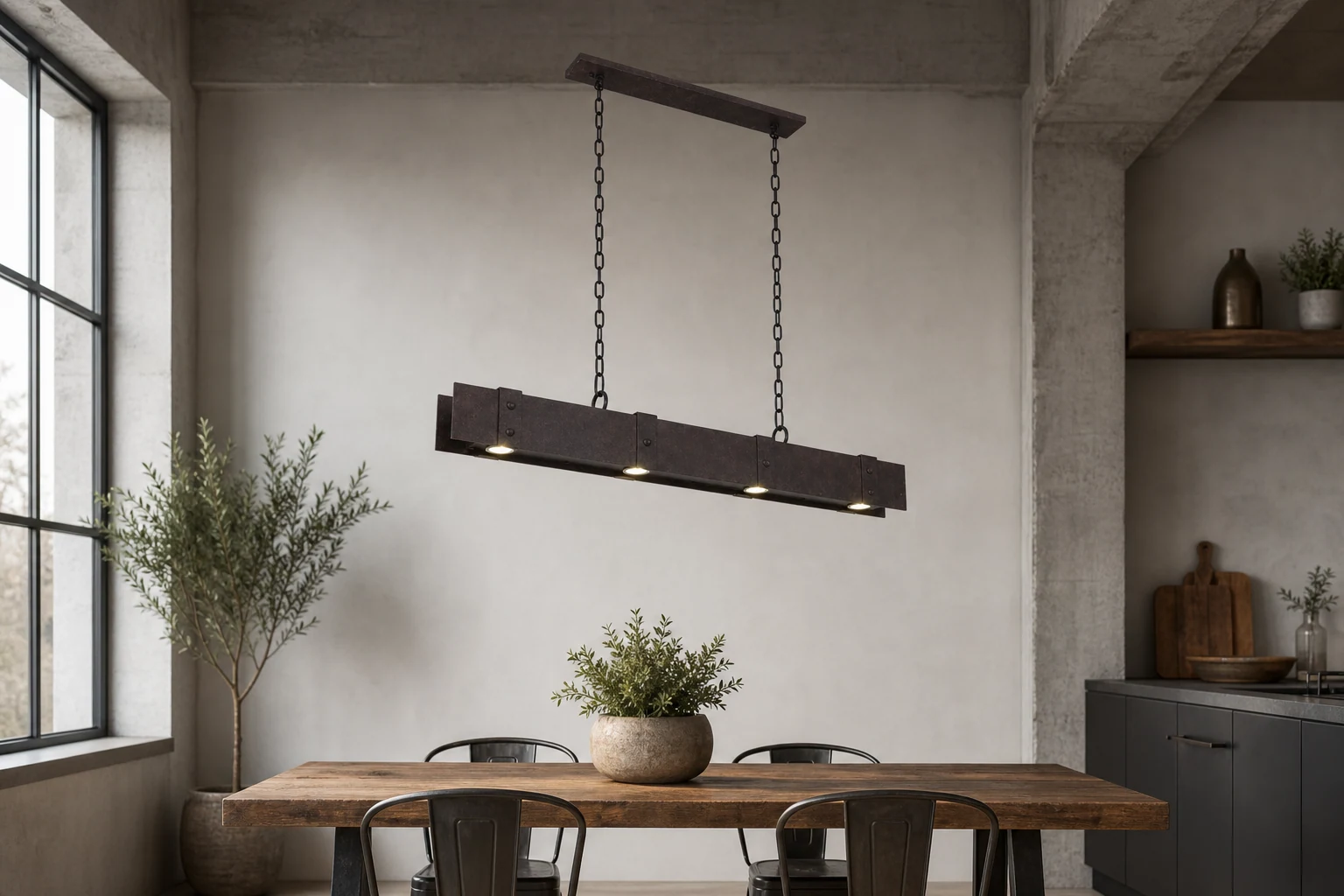 AJAX Raw Industrial Touch Pendant Lamp in a cafe-style room