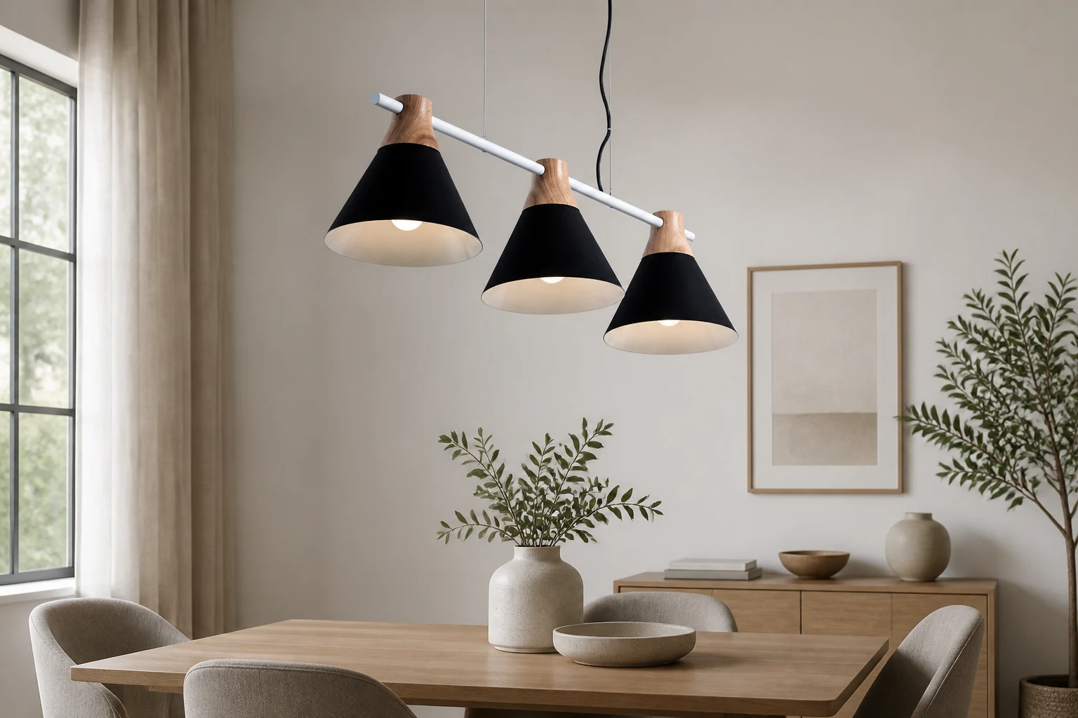 GRENNER Pole Pendant Light in a bright lifestyle room