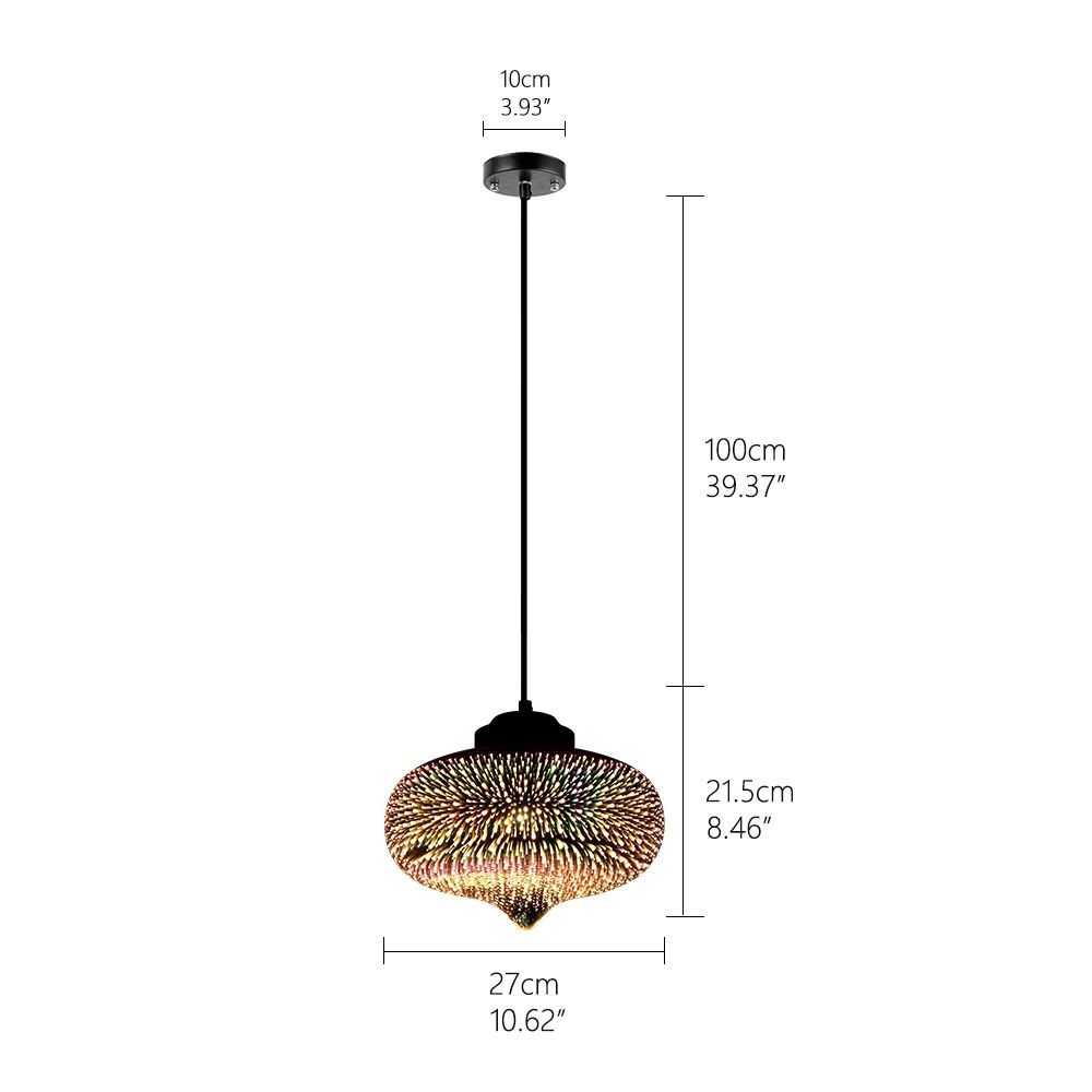 Dimension diagram for shallow pendant lamp model d