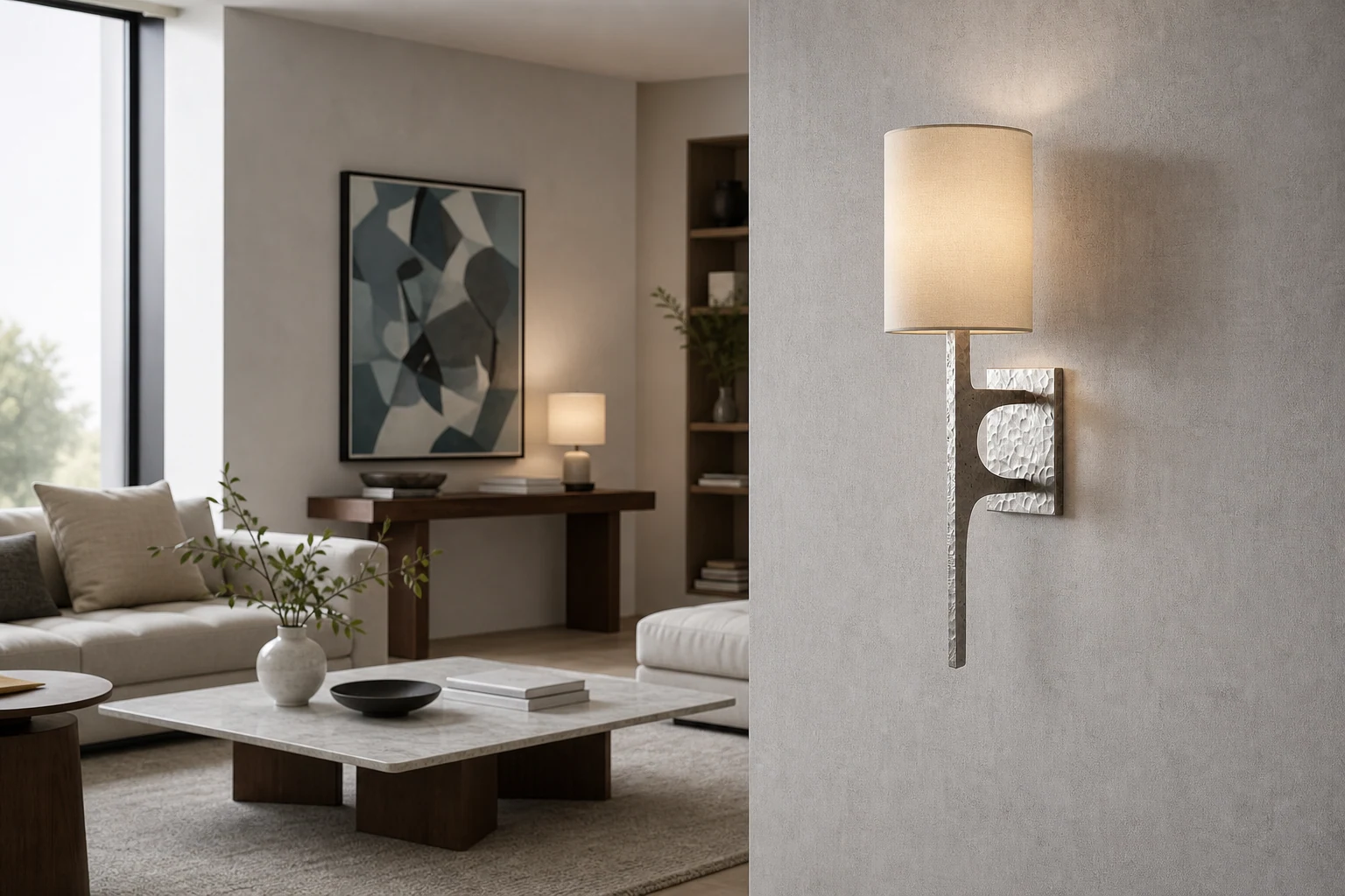Texturoc Linear Wall Light styled in a lifestyle room setting