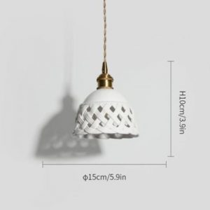 Lampadario a sospensione in ceramica traforata - Dimensioni: Diametro 15 cm x Altezza 10 cm