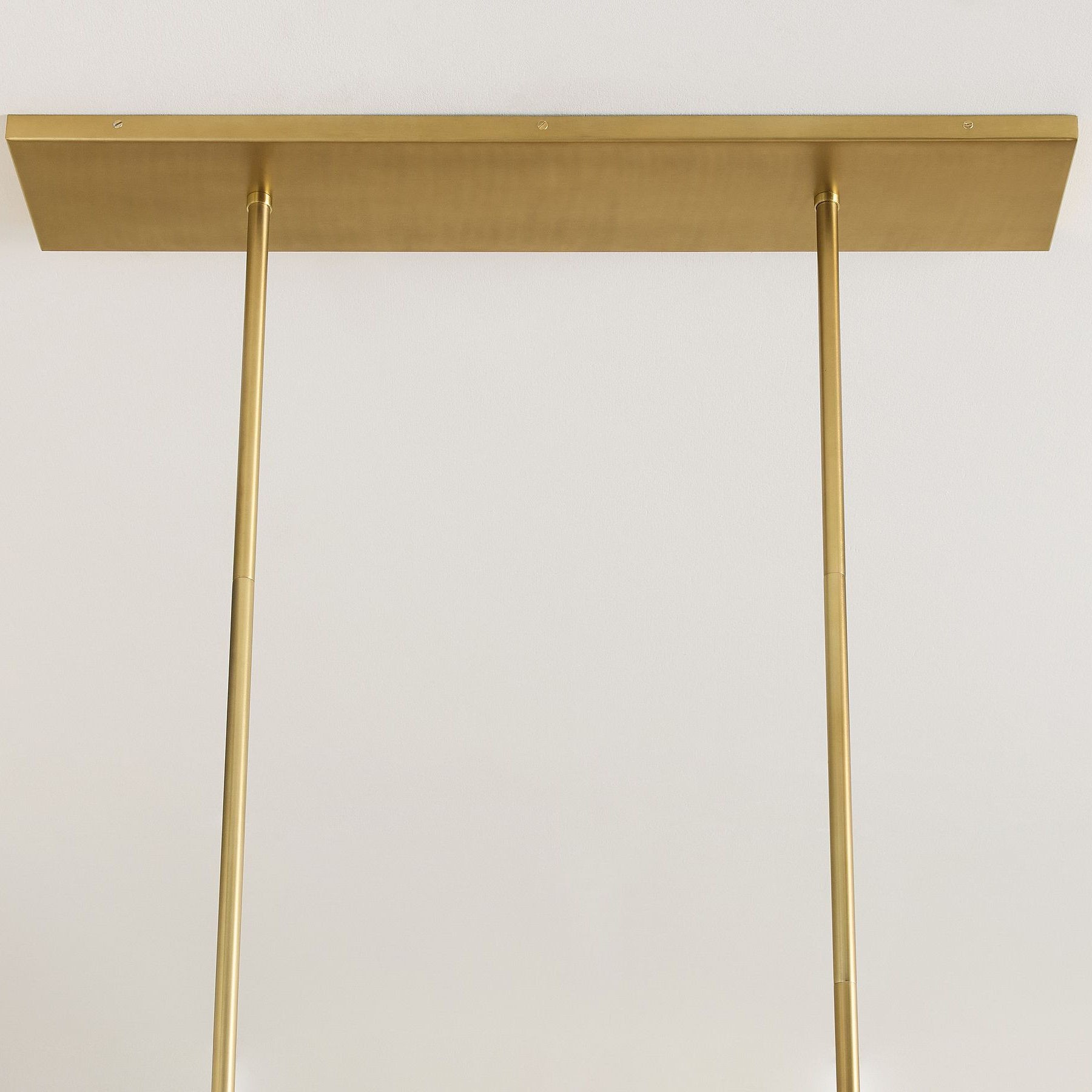 Tumbled brass canopy and suspension rod construction detail