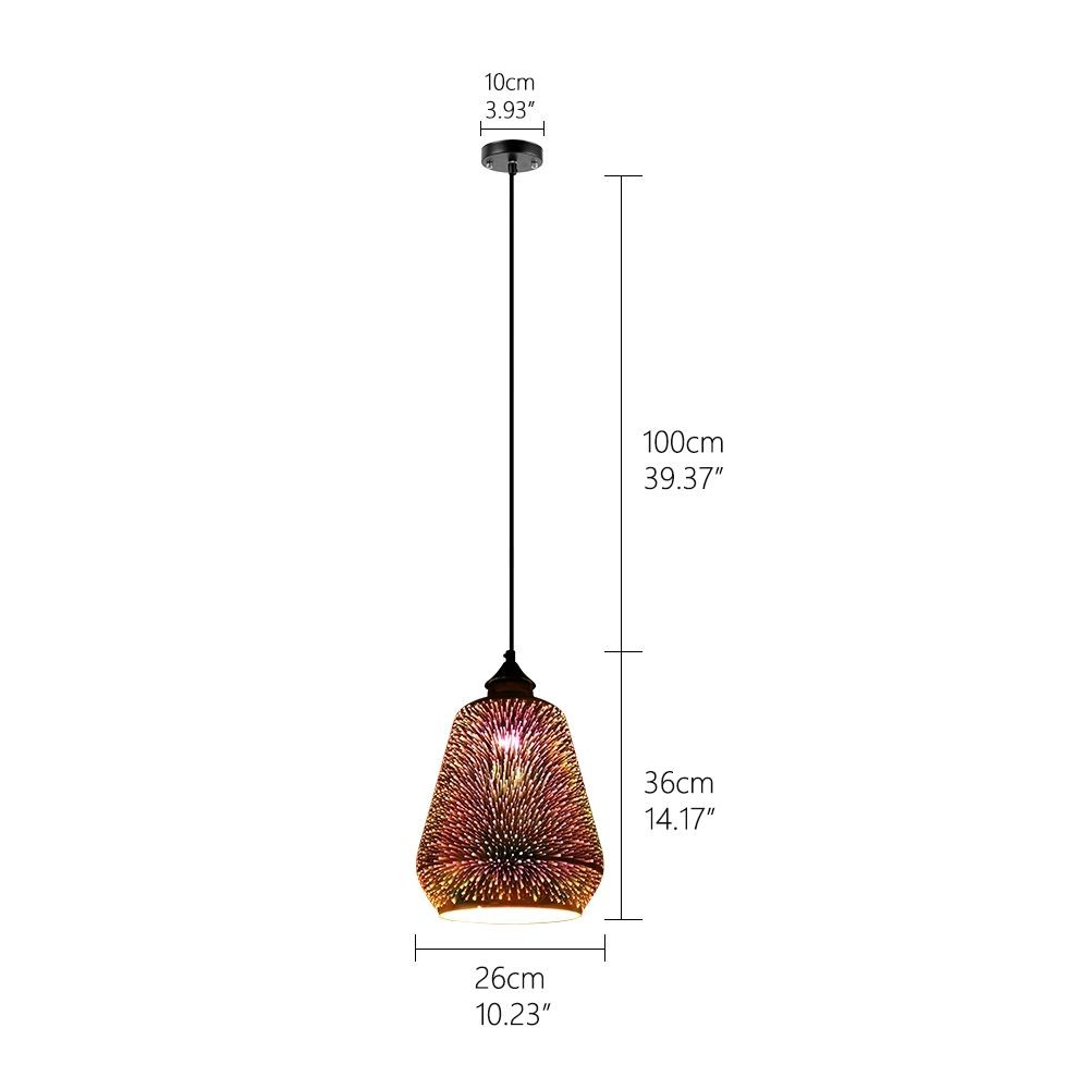 Dimension diagram for tapered pendant lamp model c