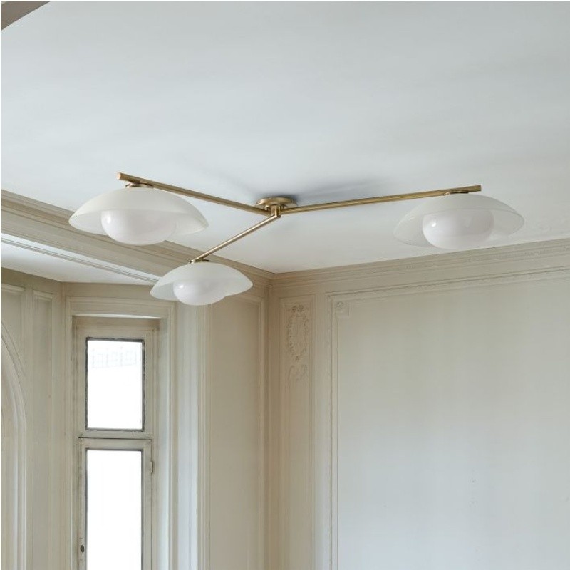 Champagne bronze Elorina flush mount ceiling light in a room