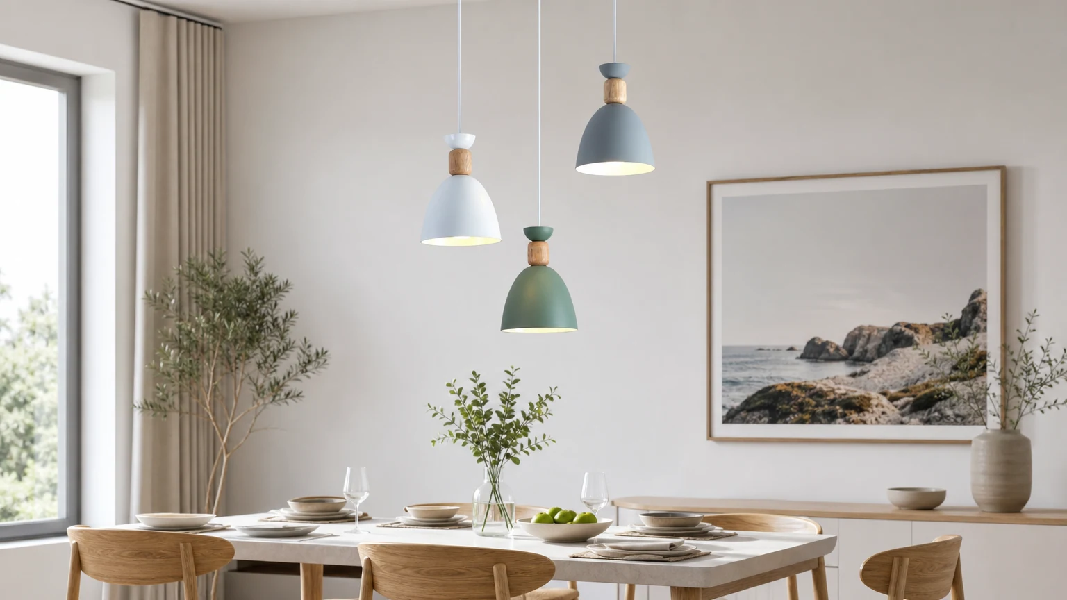 Suspension BELL de style scandinave dans un intérieur scandinave chaleureux