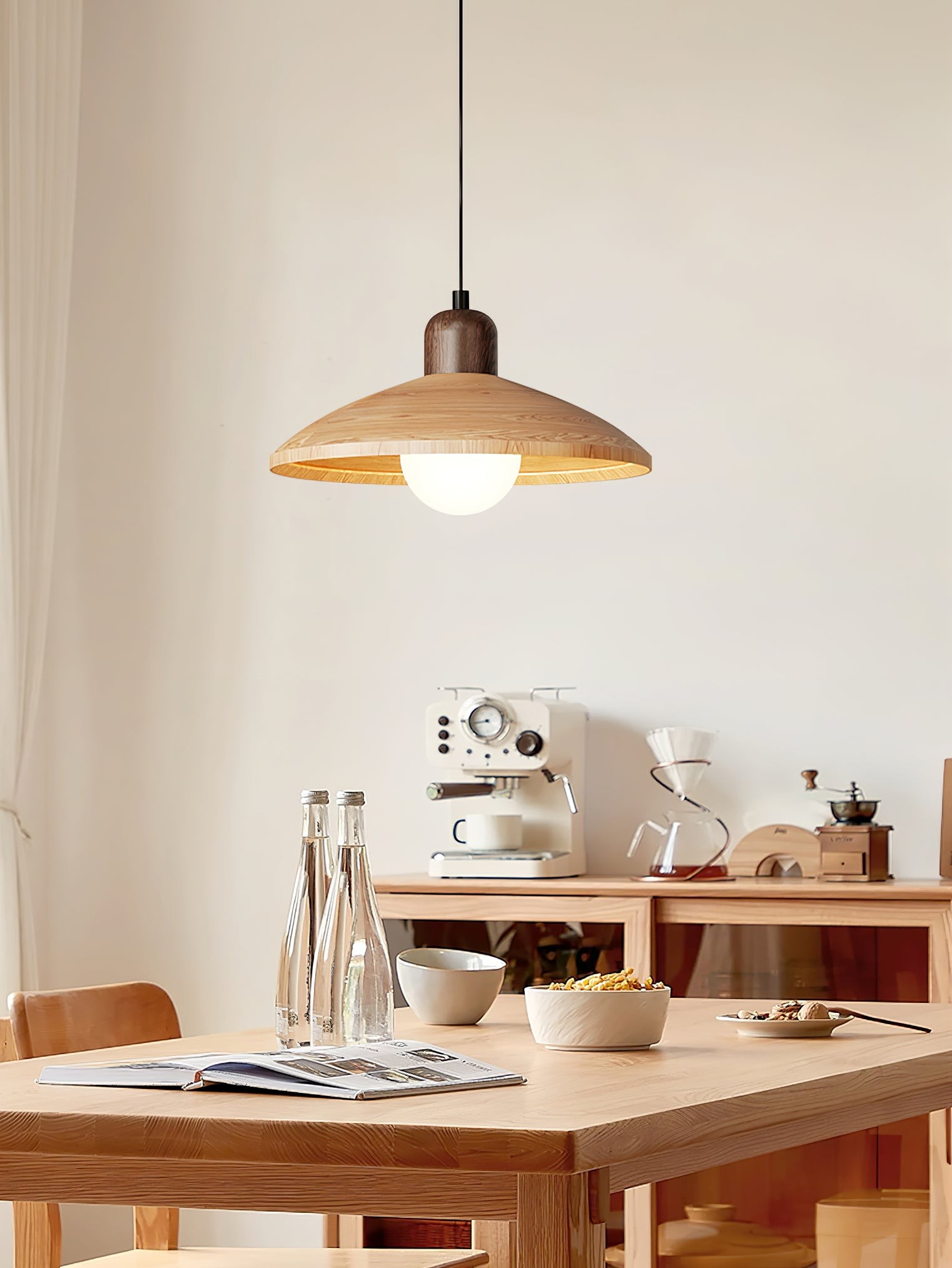 Pendant lamp over a dining or work table