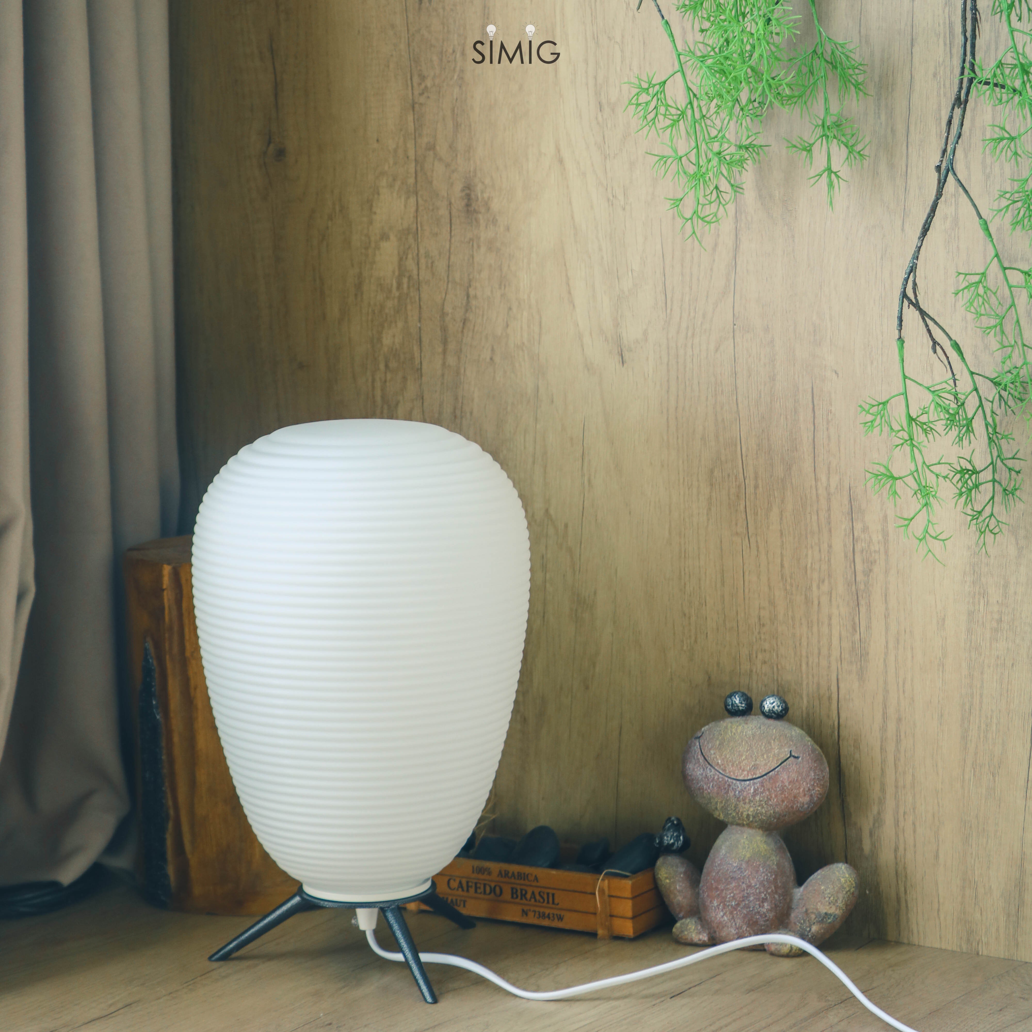 Lampada in una scena di stanza allestita con cavo a vista