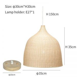 Rattan Pendant Light size and installation specification diagram