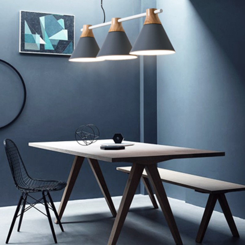 Grey GRENNER Pole Pendant Light in a dining room