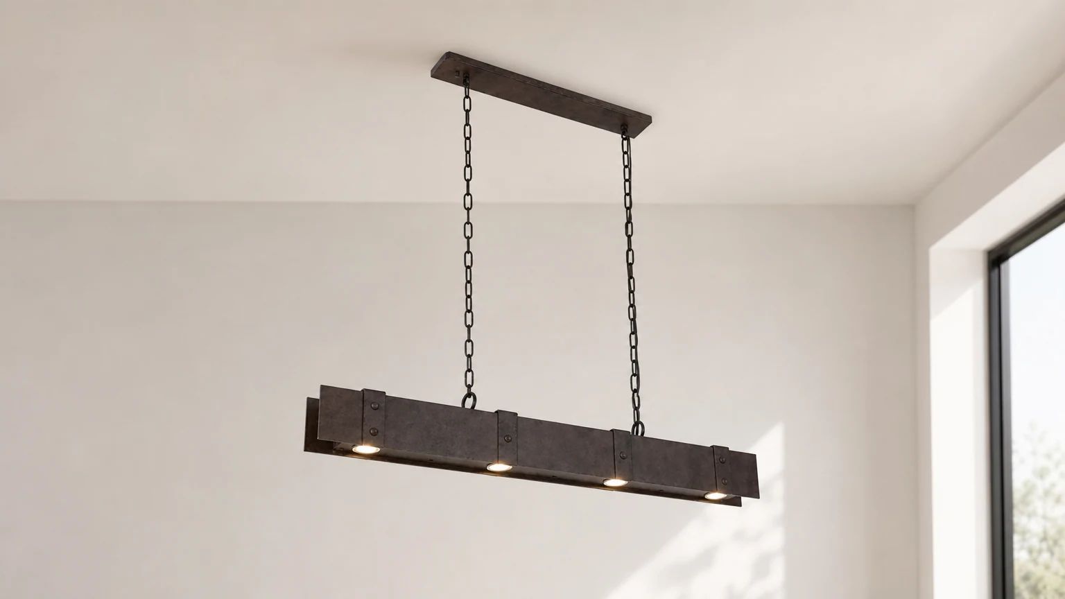 AJAX Raw Industrial Touch Pendant Lamp in an industrial room setting