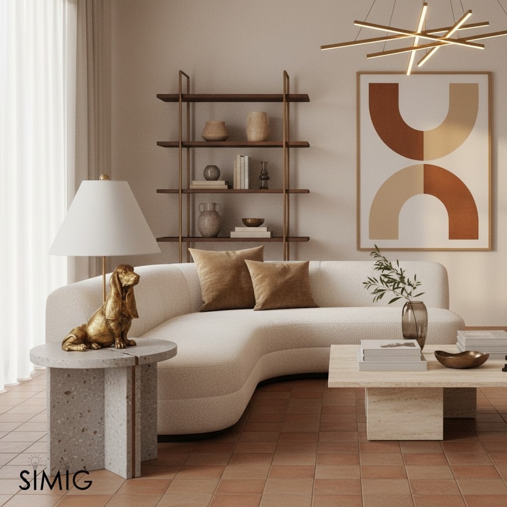 Pawdia lamp on a side table in a larger room scene