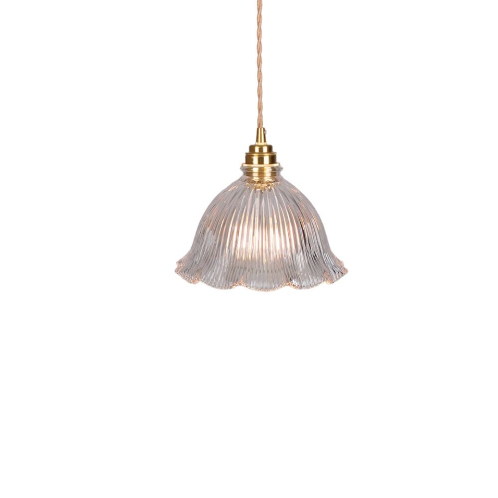 Lámpara colgante de cristal transparente con forma de flor S44 (vista completa del producto)