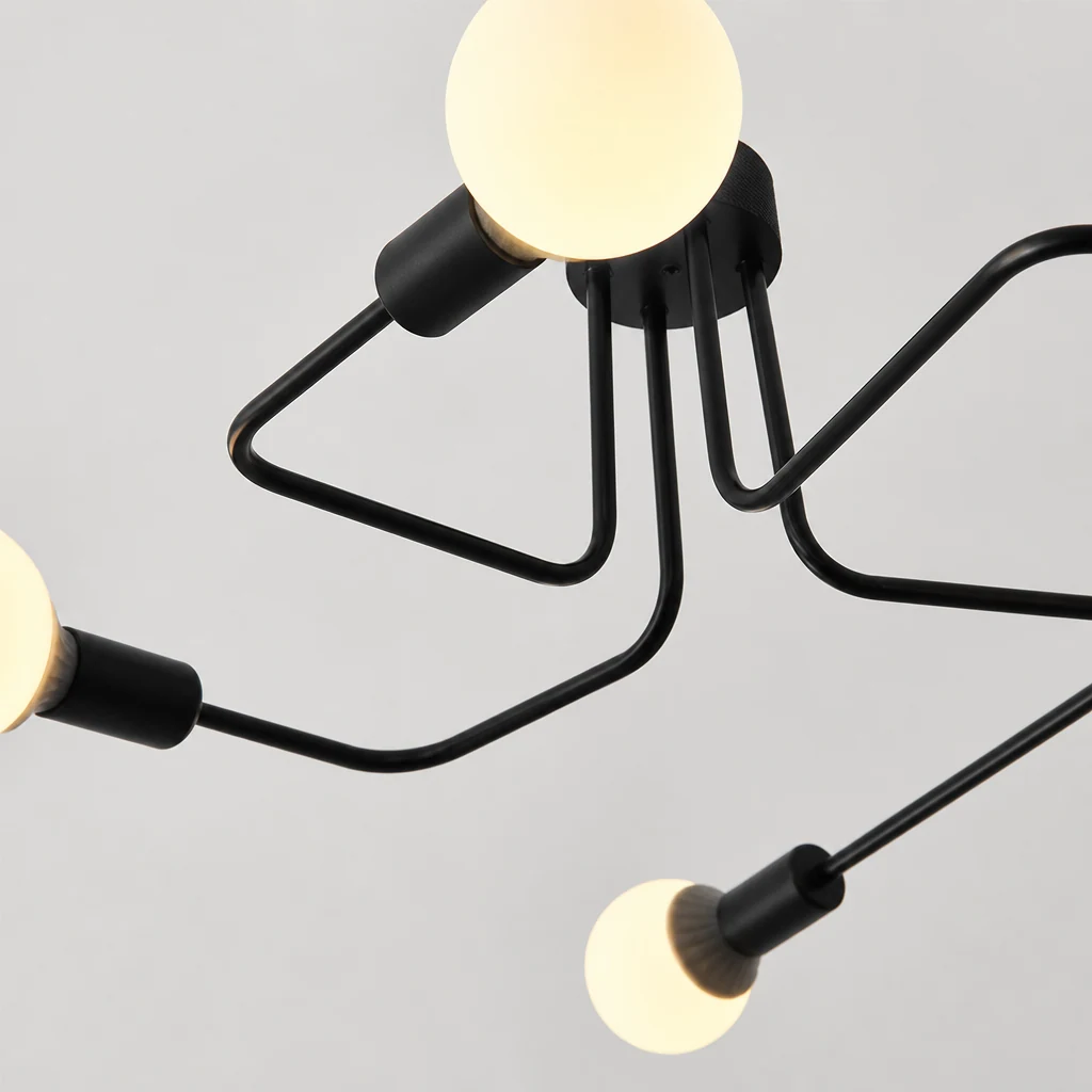 Close-up detail of the Avize Chandelier black metal finish