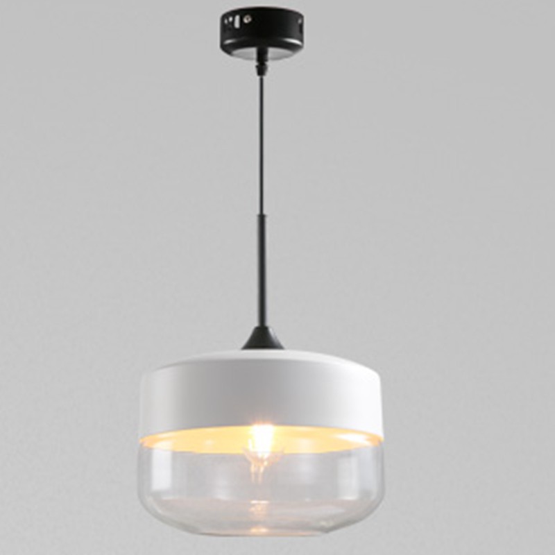 Design C white top with clear glass shade