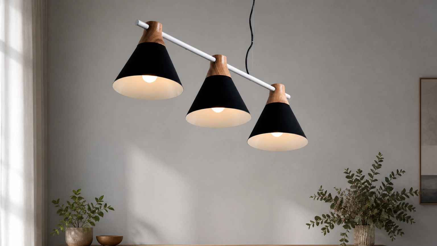 GRENNER Pole Pendant Light installed over a dining table