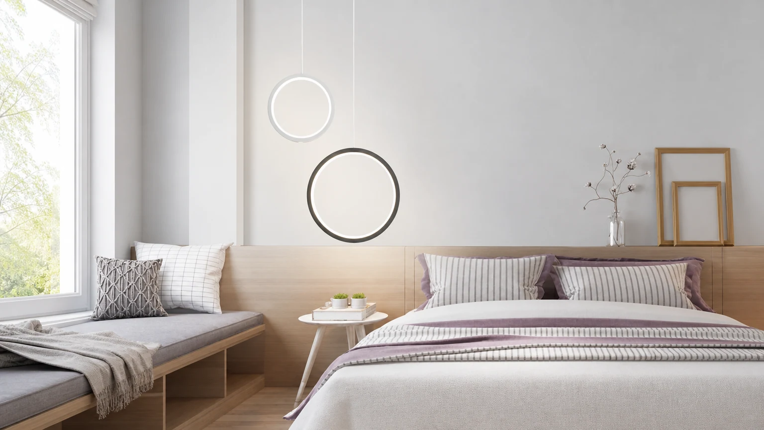 Ring LED Pendant Light in a modern room scene