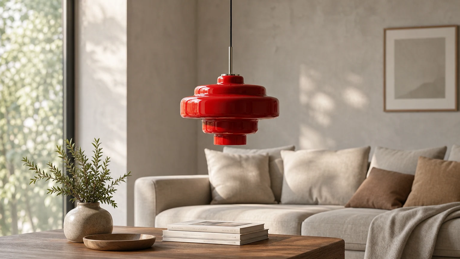 Koloro retro fluted glass pendant light in a warm interior scene