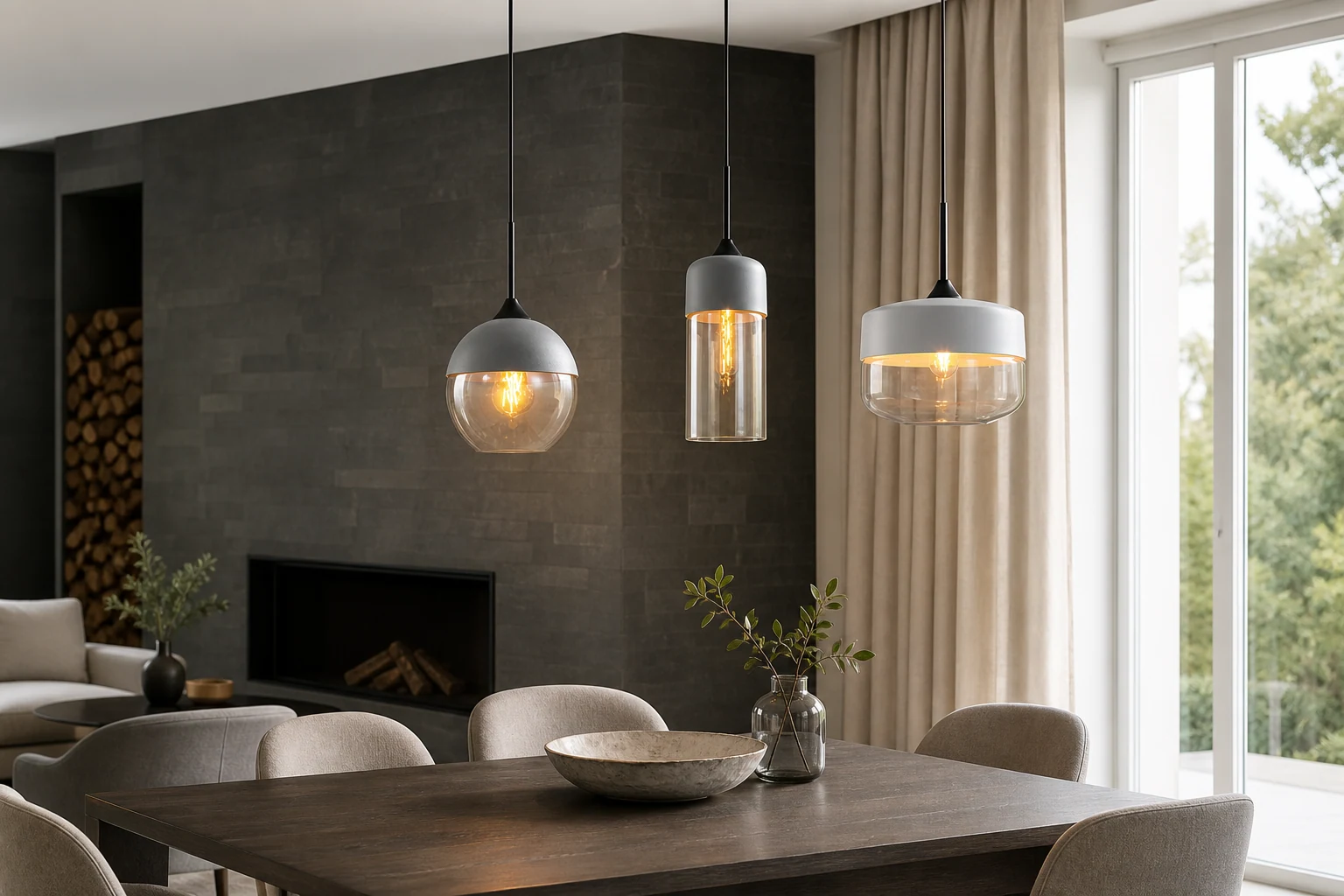 SOMMELIER glass jar pendant lamp in a lifestyle room setting