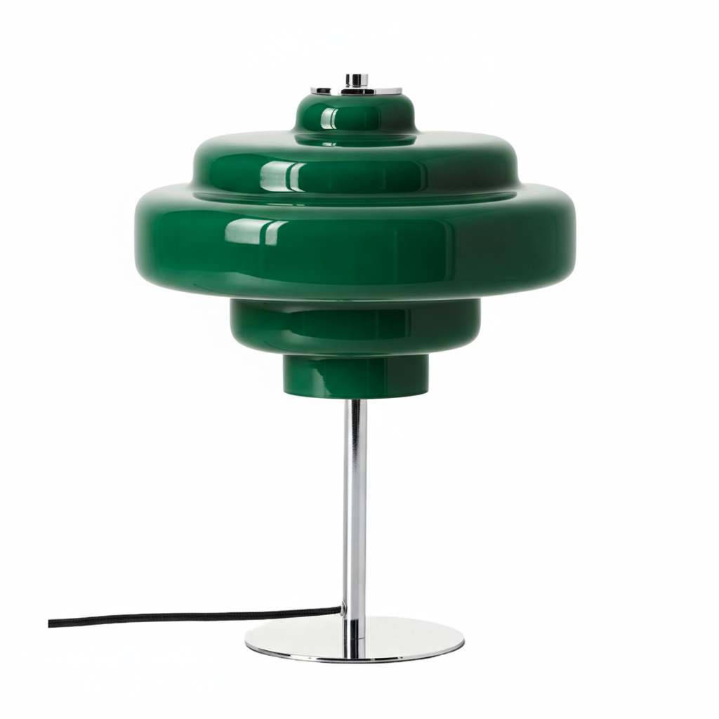 Green Koloro glass table lamp with chrome base