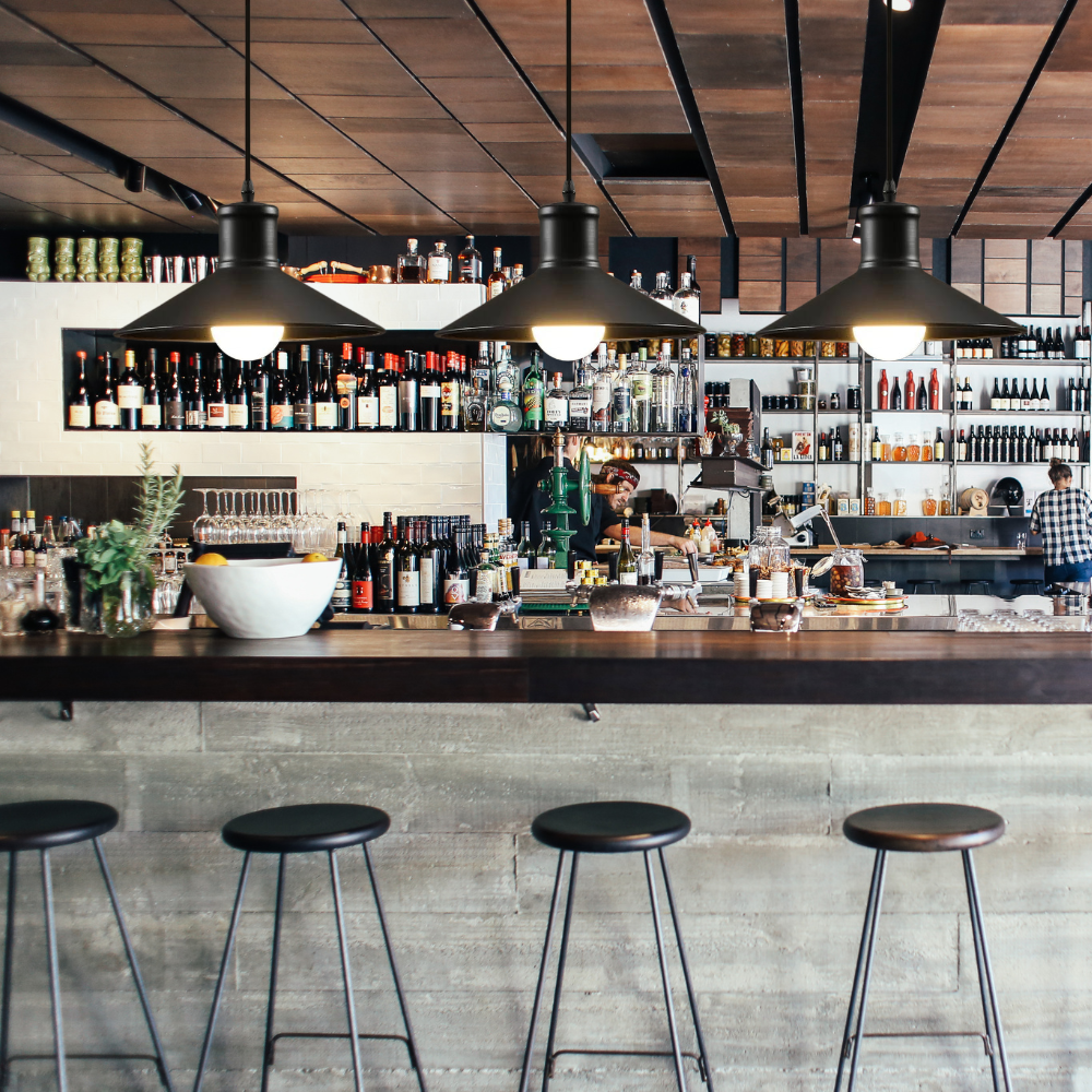 Period Chandelier D820 pendants installed over a counter