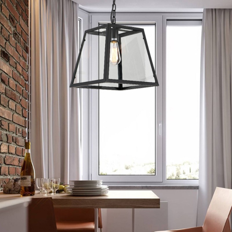 Vintage REXAM single pendant hanging near a window