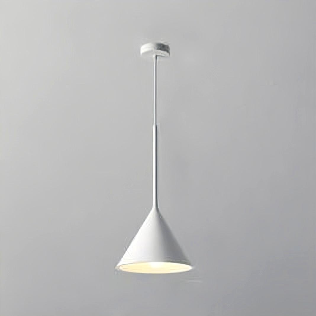 Variante della lampada a sospensione minimalista a forma di macaron con cono bianco