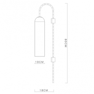 Schemat rozmiarów cylindrycznej lampy ściennej Glass Float Glide