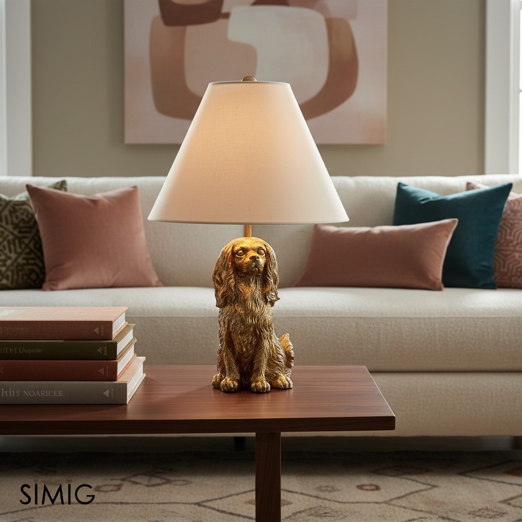 Pawdia lamp centered on a styled table