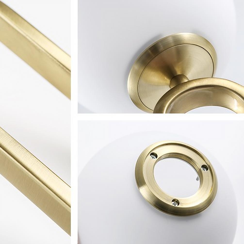 Close-up detail collage of copper finish canopy and mounting hardware