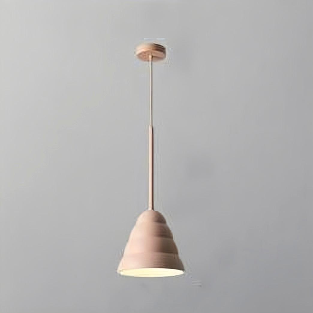 Variante della lampada a sospensione minimalista a più livelli rosa con motivo macaron.