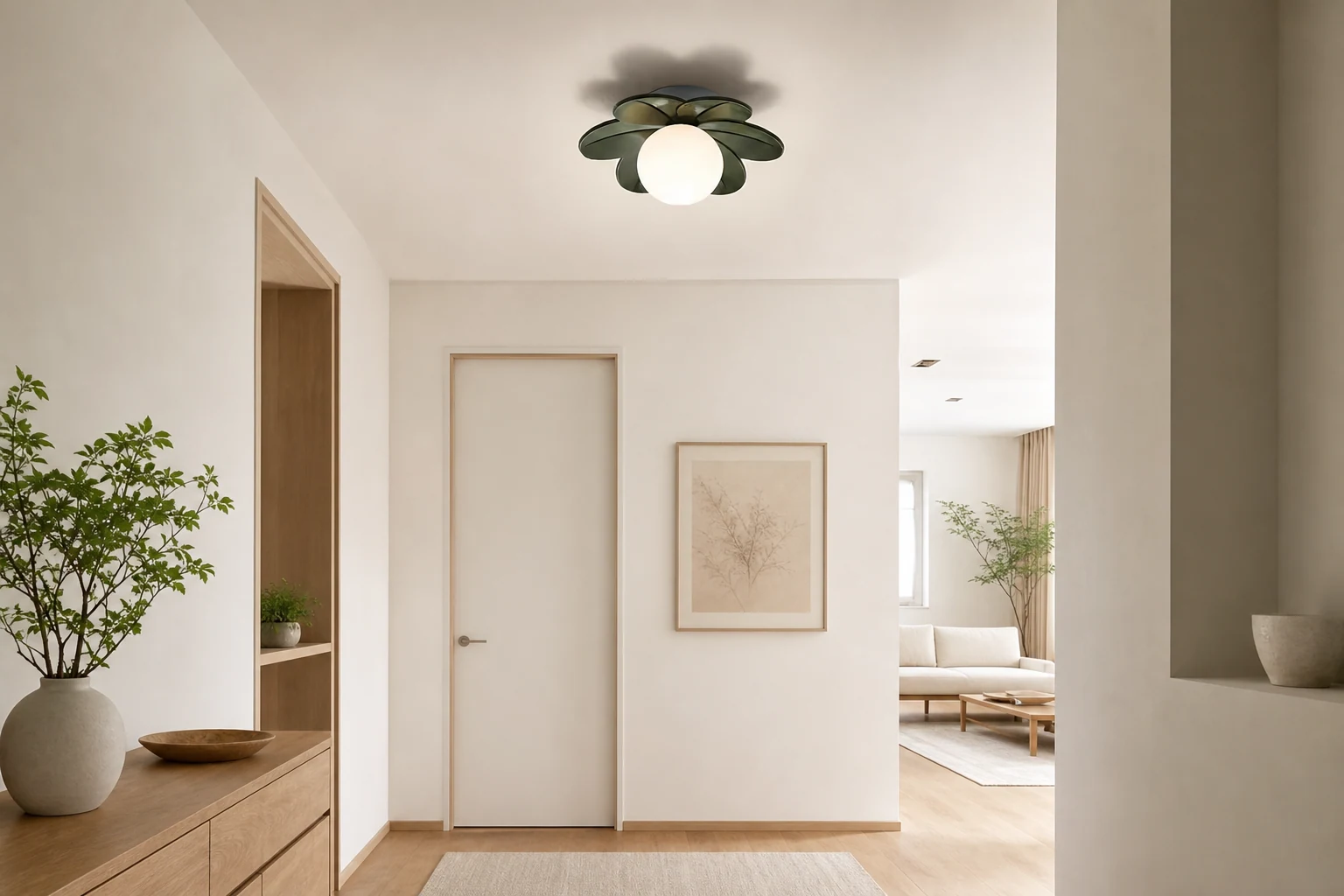 Blumen-Deckenleuchte P015 in einer Lifestyle-Szene